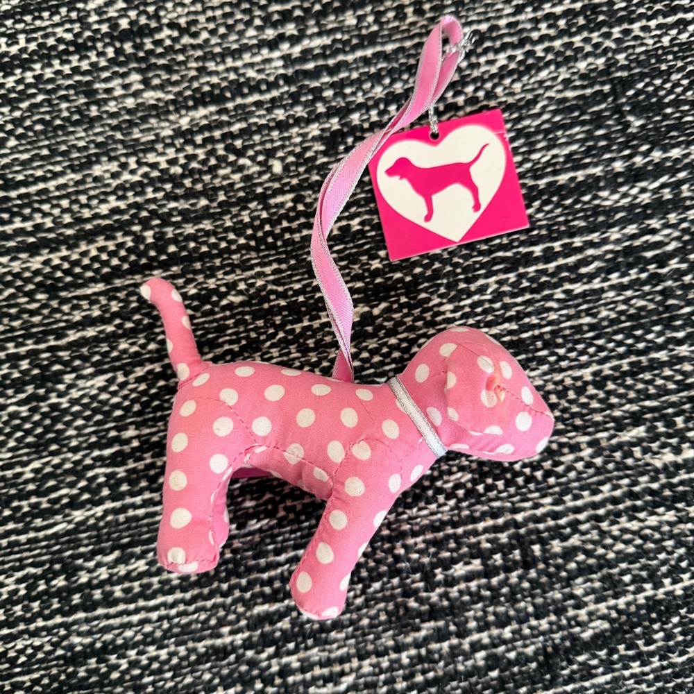 PINK Victoria's Secret Pink Polka Dot Dog Ornament